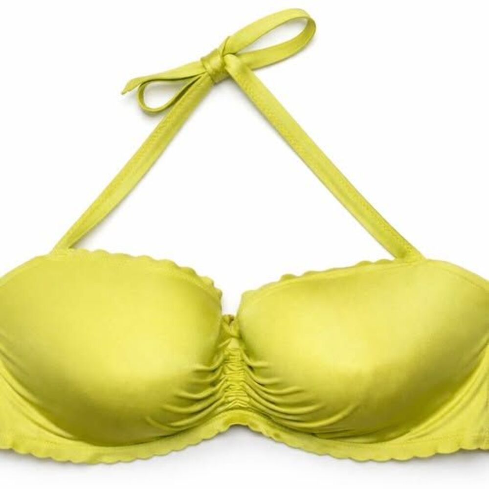 Victoria Secret 40D Underwire Bikini Top Strapless Halter Lime Green Swim